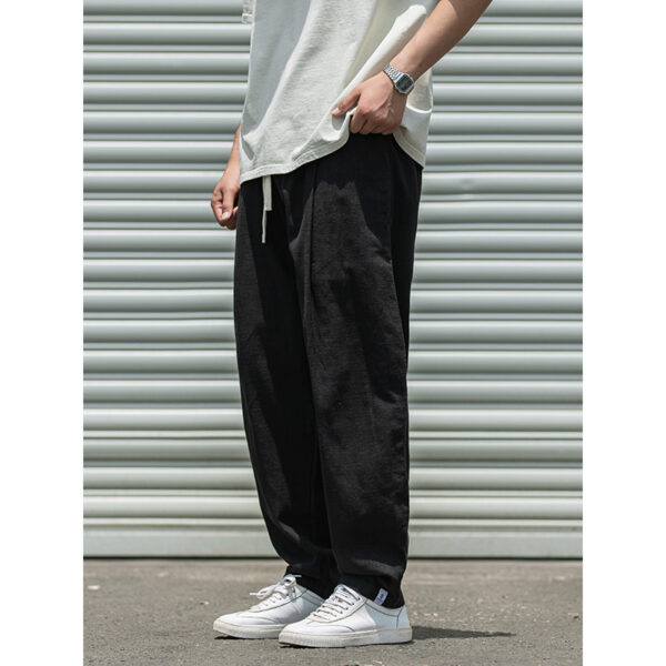 Men's Summer Light Breathable And Loose Straight Drooping Linen Pants - Image 3