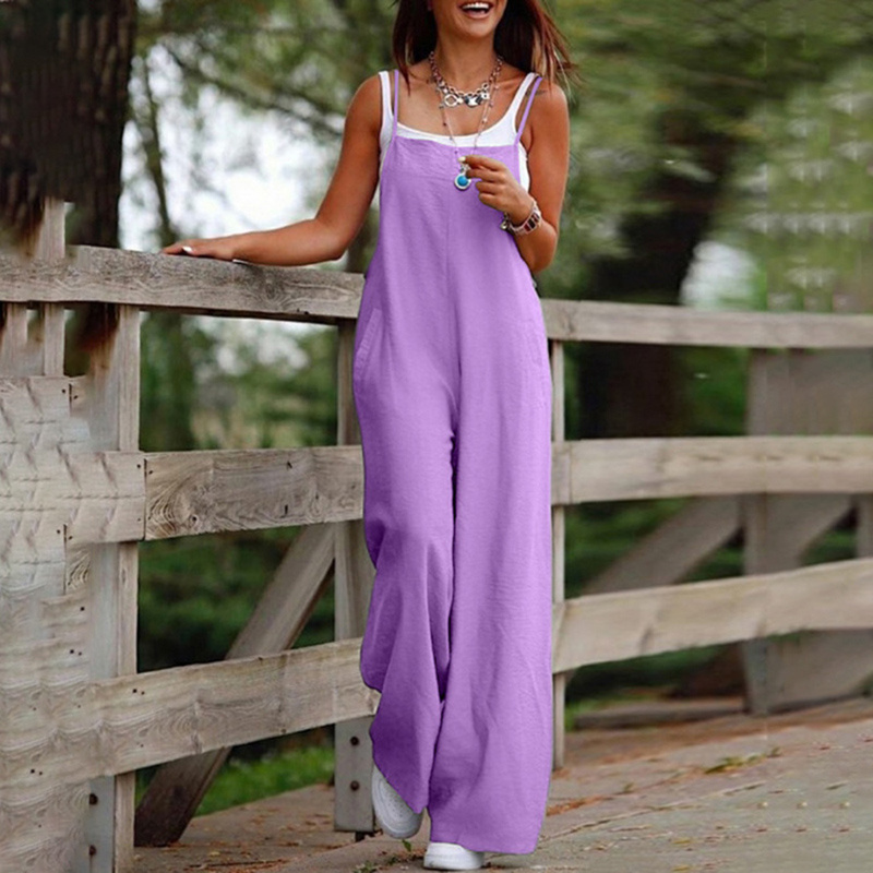 Plus Size Women's Solid Color Casual Jumpsuit - Sleeveless Romper With Pockets For Spring&Summer - Image 5