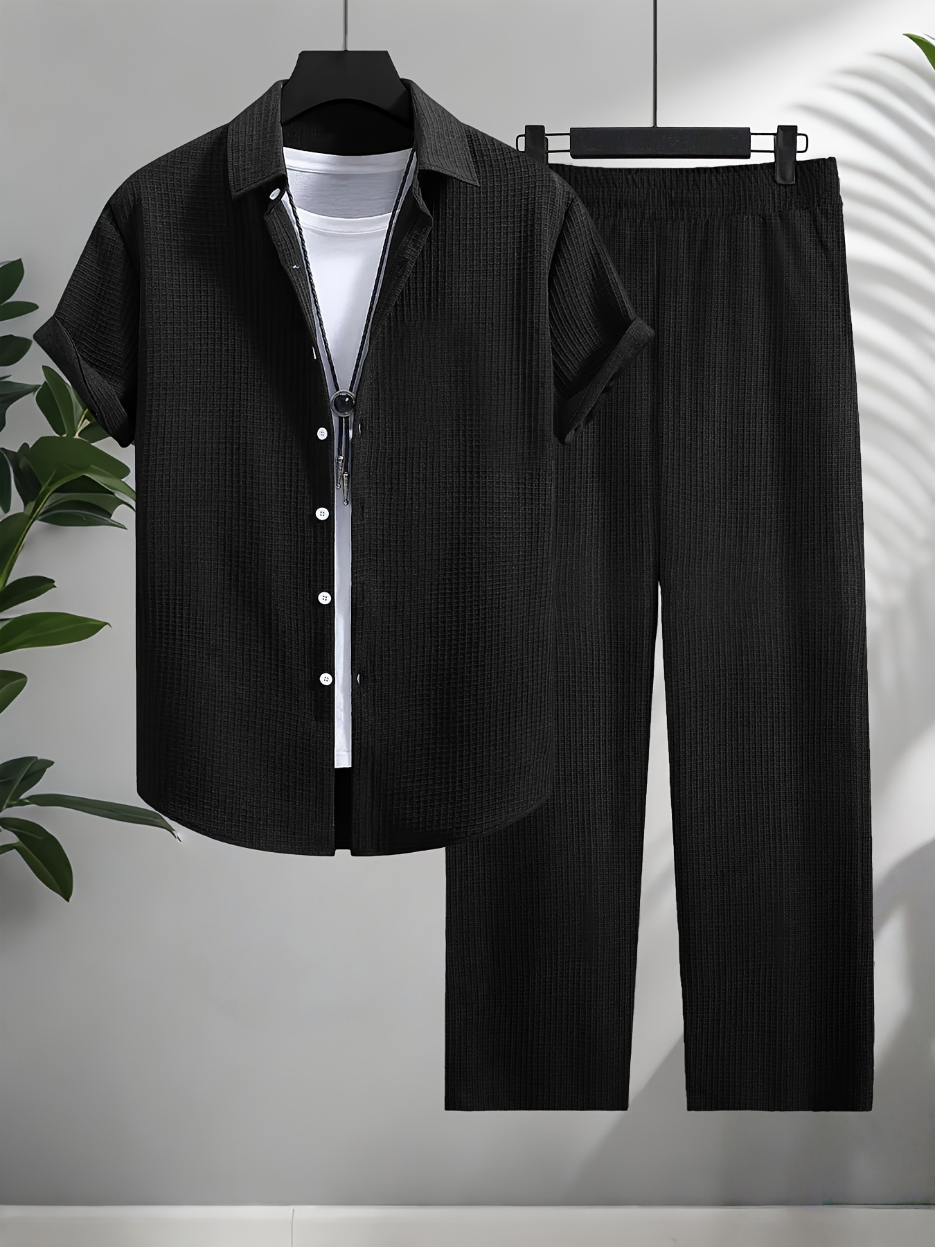 Fashion Jacquard Short-sleeved Shirt Trousers Suit - Image 10