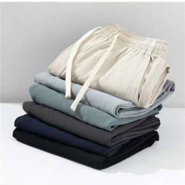 Cotton And Linen Thin Loose Plus Size Sports Straight Pants - Image 4