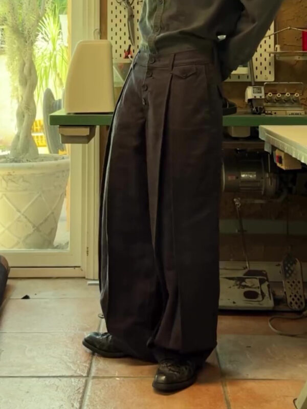 Casual Single-breasted Linen Wide-leg Pants - Image 4