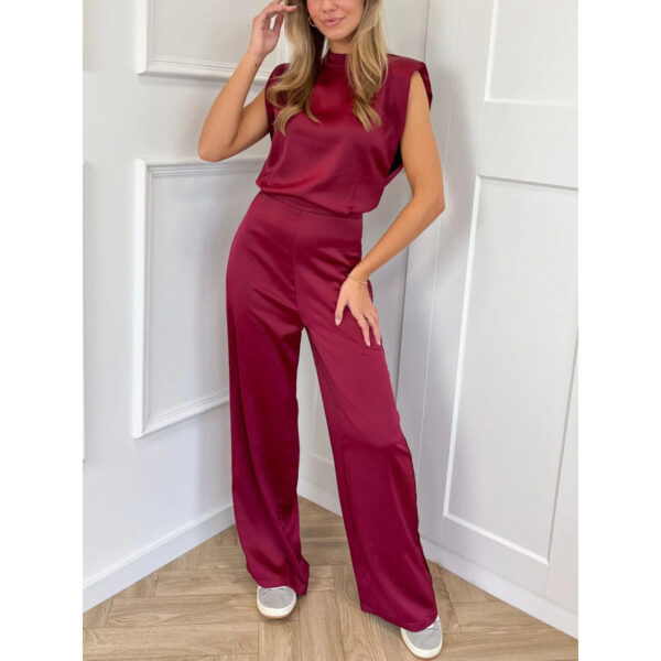 Backless Evening Dress Jumpsuit Solid Color Casual Straight Pants - Image 10