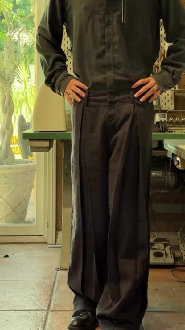 Casual Single-breasted Linen Wide-leg Pants - Image 5