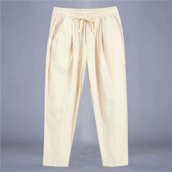 Cotton And Linen Thin Loose Plus Size Sports Straight Pants - Image 9
