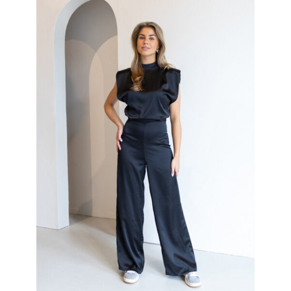 Backless Evening Dress Jumpsuit Solid Color Casual Straight Pants - Image 2
