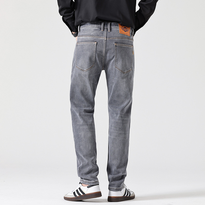Classic Light Luxury Fit Slimming Retro Jeans Gray - Image 4