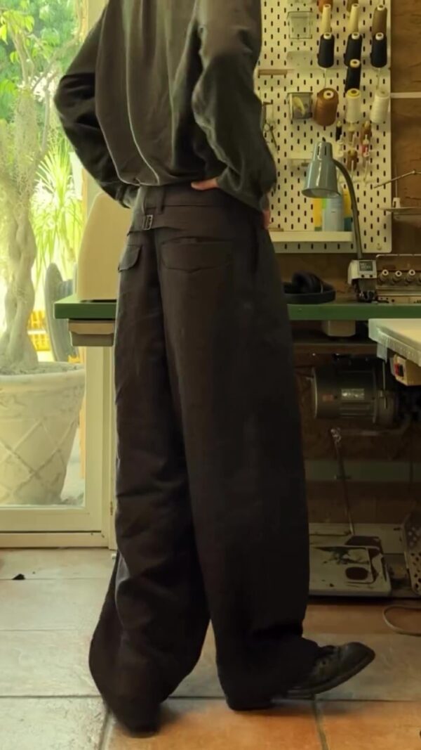 Casual Single-breasted Linen Wide-leg Pants - Image 3