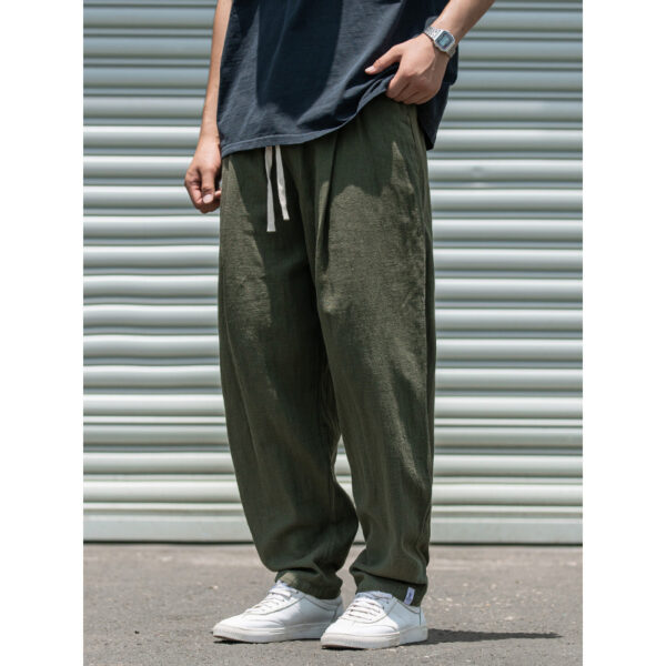 Men's Summer Light Breathable And Loose Straight Drooping Linen Pants - Image 5