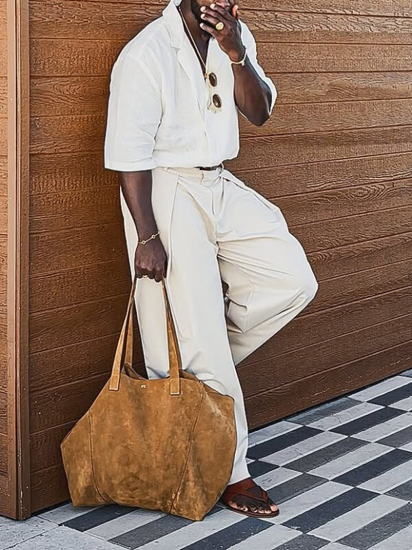Men's Casual Pleated Wide-leg Pants - Image 3