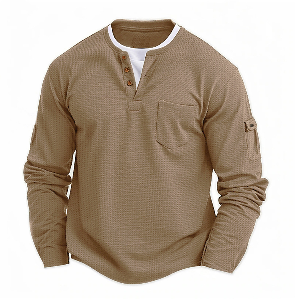 Men's T-shirt Fake Two Pieces Double V-neck Autumn And Winter - Image 9