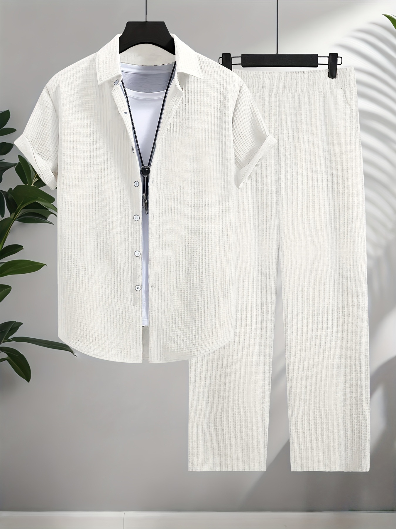 Fashion Jacquard Short-sleeved Shirt Trousers Suit - Image 9