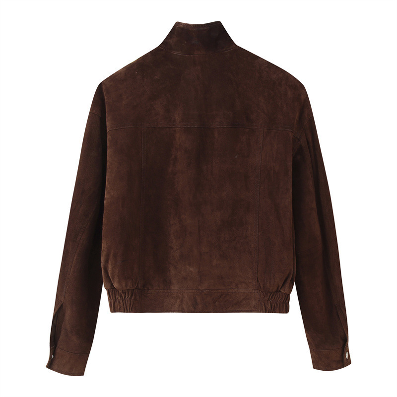 Women's Pocket Decoration Suede Jacket - Image 2