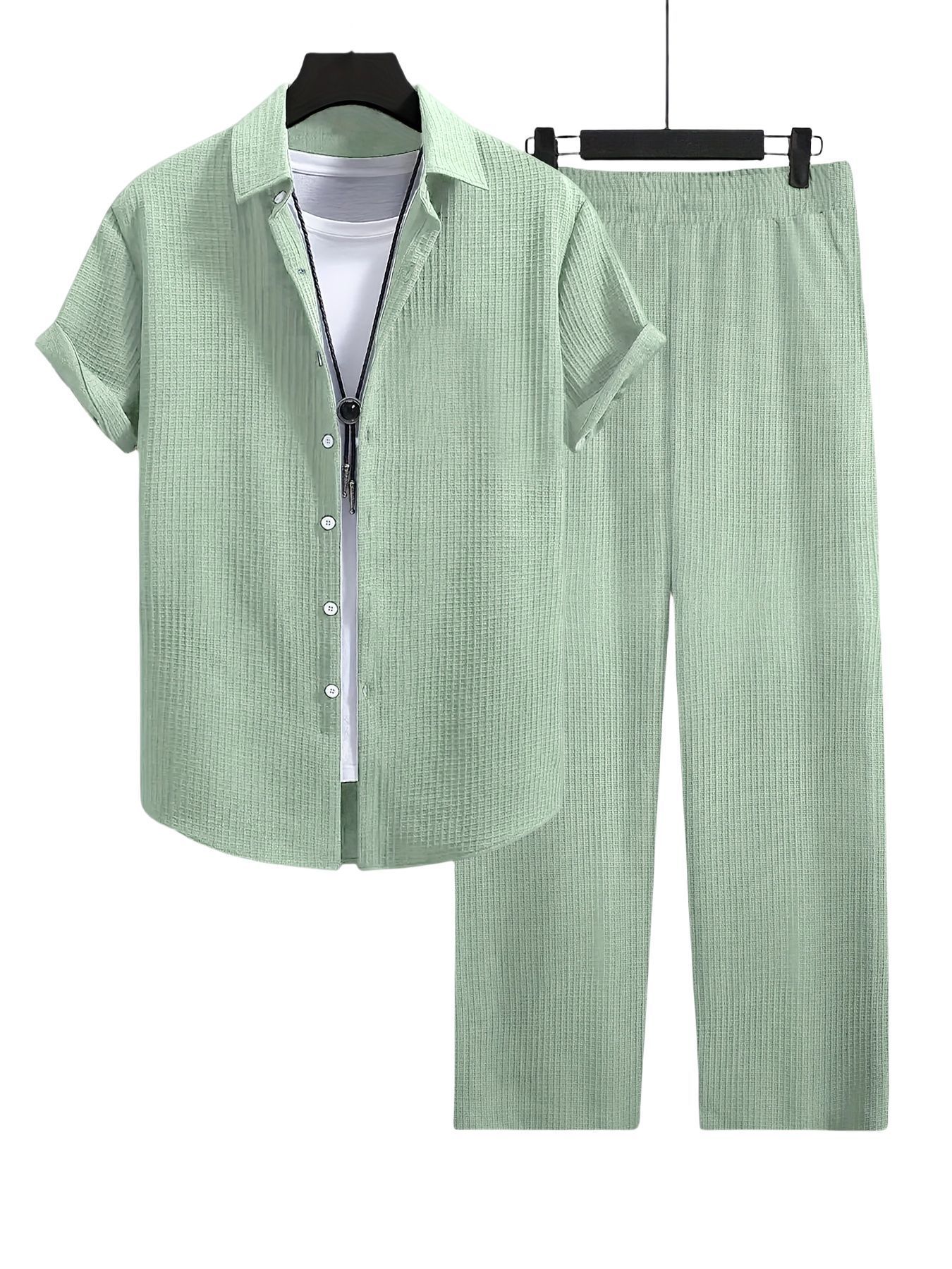 Fashion Jacquard Short-sleeved Shirt Trousers Suit - Image 4