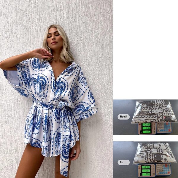 Women's Waist-controlled Lace-up Geometric Printed Sexy Jumpsuit - Image 4