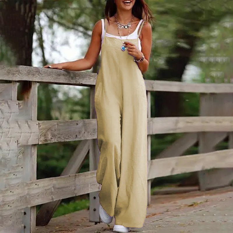 Plus Size Women's Solid Color Casual Jumpsuit - Sleeveless Romper With Pockets For Spring&Summer - Image 8