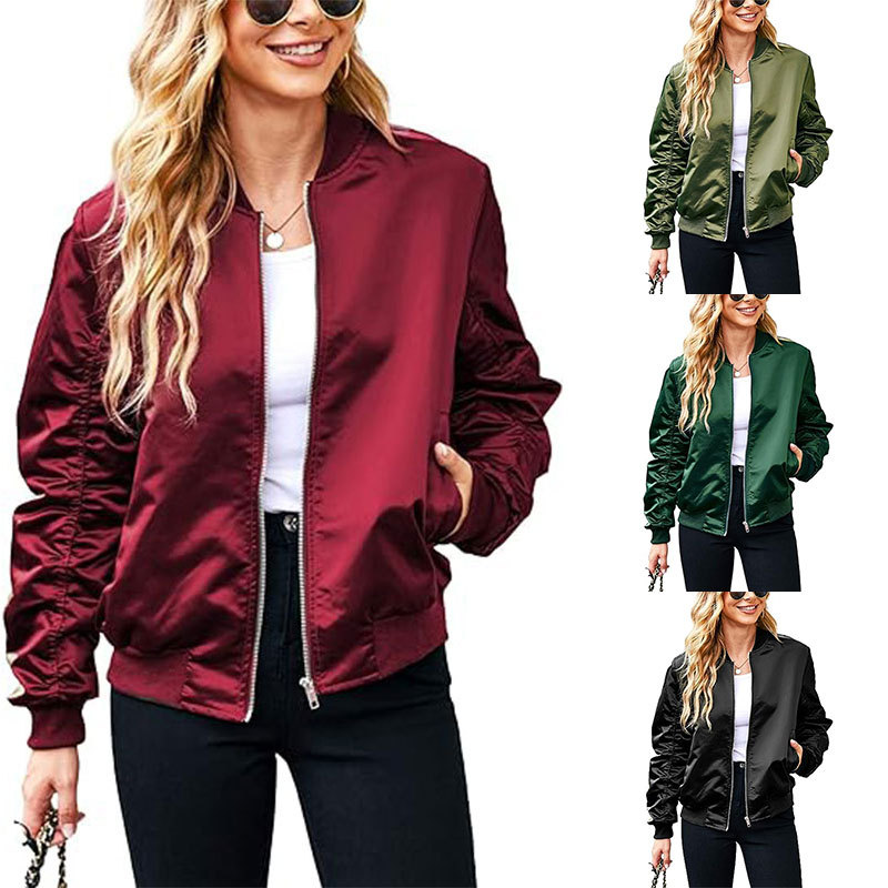 Women's Zipper Casual Jacket Coat Large Profile With Pockets Autumn Clothing Fashion - Image 5