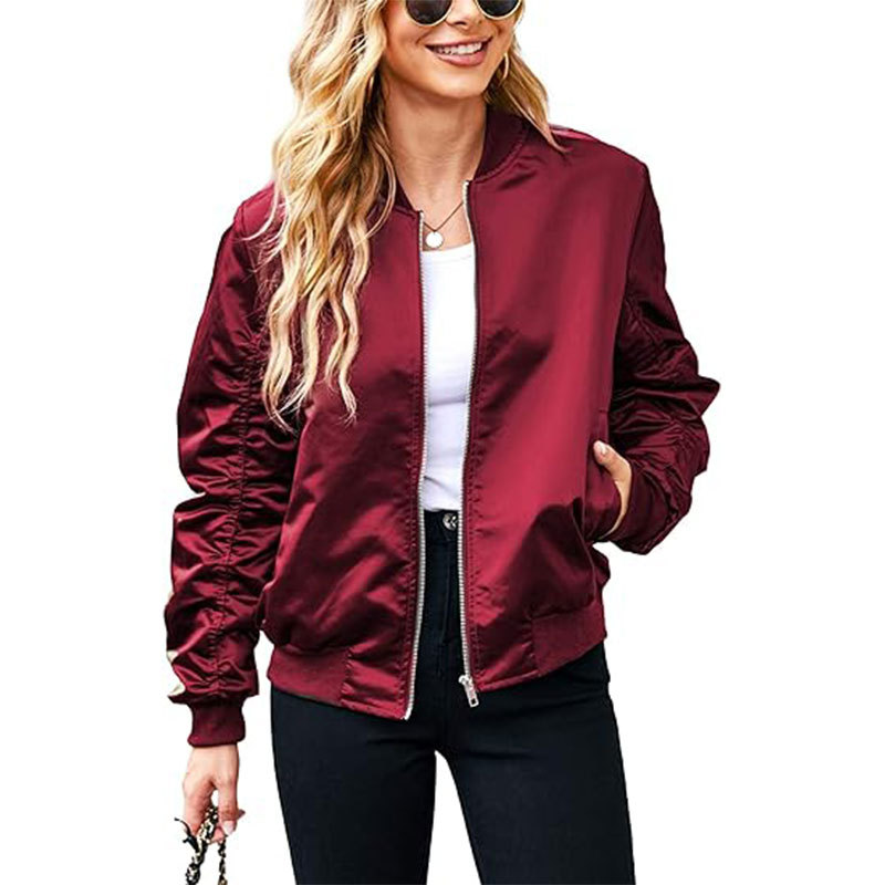 Women's Zipper Casual Jacket Coat Large Profile With Pockets Autumn Clothing Fashion - Image 2
