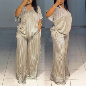 Straight Plus Size Set With Drawstring On Both Sides