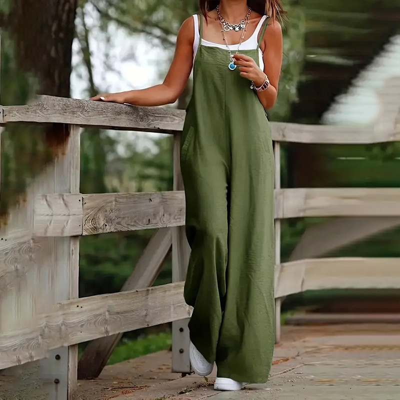Plus Size Women's Solid Color Casual Jumpsuit - Sleeveless Romper With Pockets For Spring&Summer - Image 10