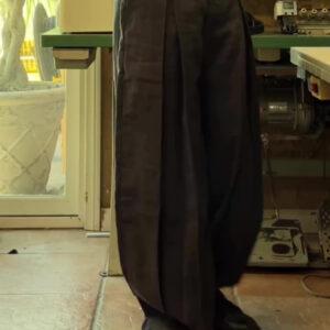 Casual Single-breasted Linen Wide-leg Pants