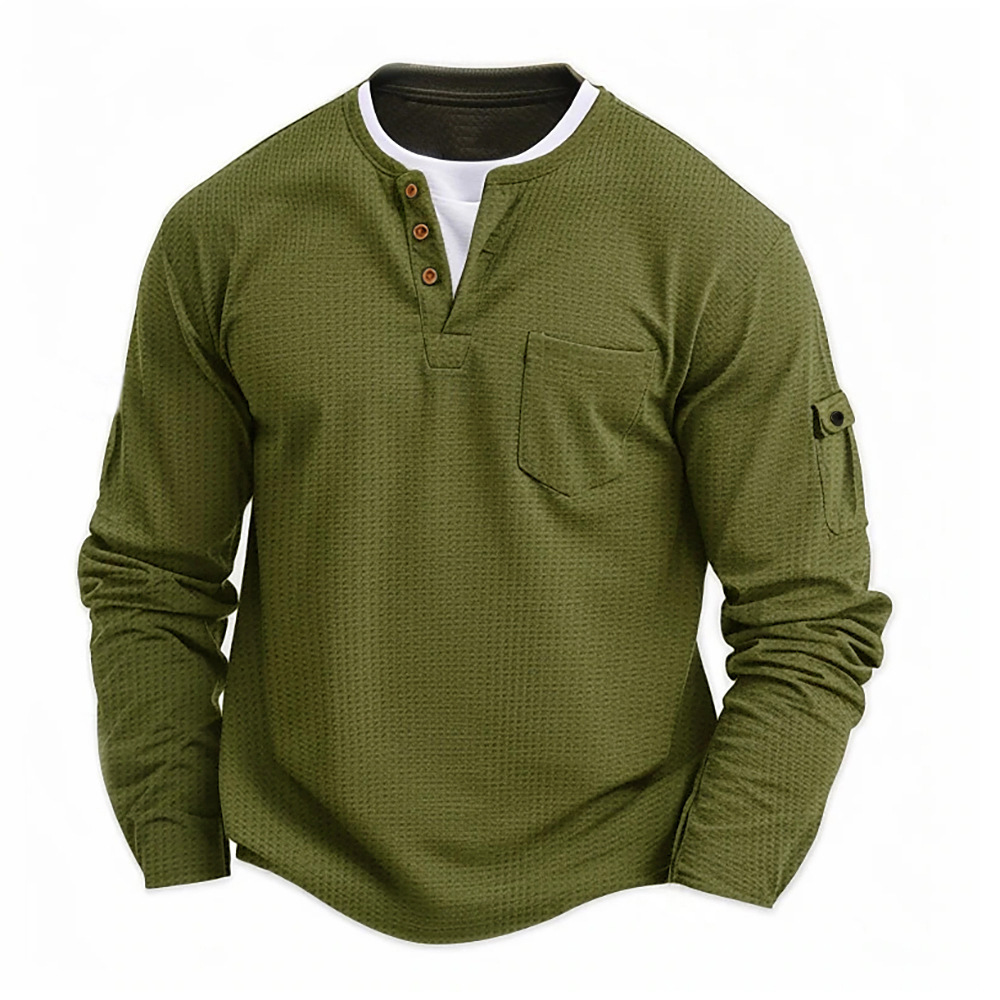 Men's T-shirt Fake Two Pieces Double V-neck Autumn And Winter - Image 7