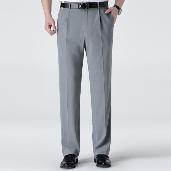 Mulberry Silk Men's Middle-aged Loose Straight Non-ironing Suit Pants - Image 3