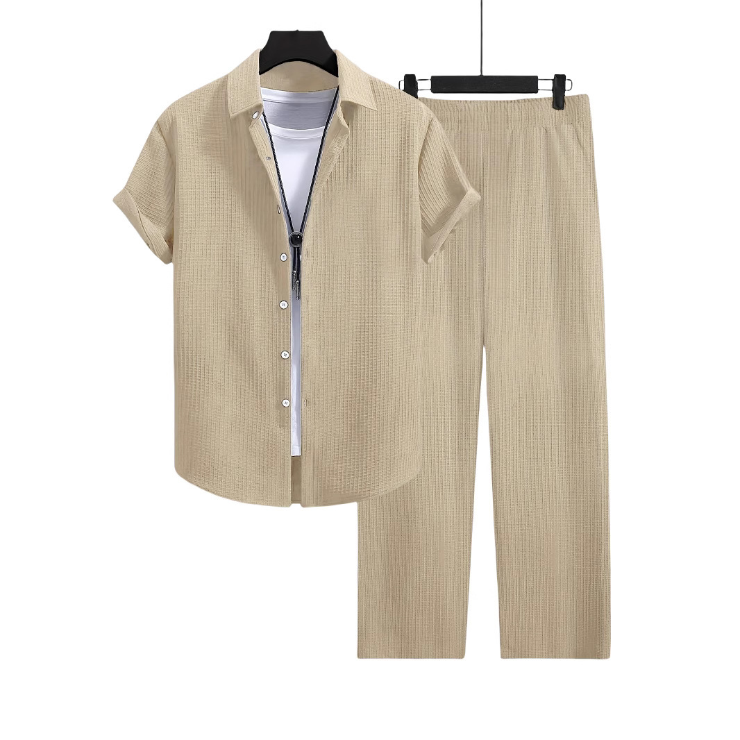 Fashion Jacquard Short-sleeved Shirt Trousers Suit - Image 2