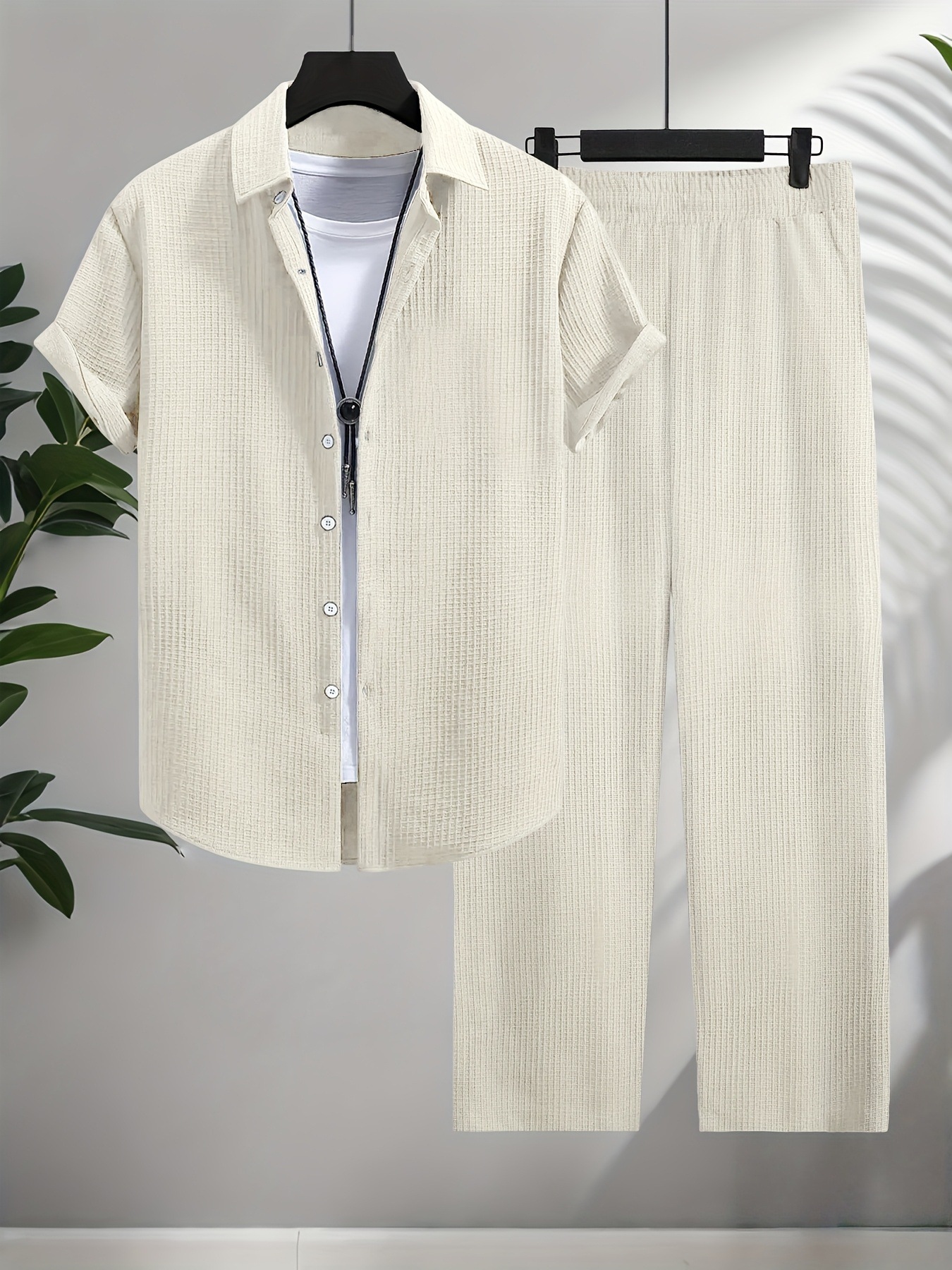 Fashion Jacquard Short-sleeved Shirt Trousers Suit - Image 7