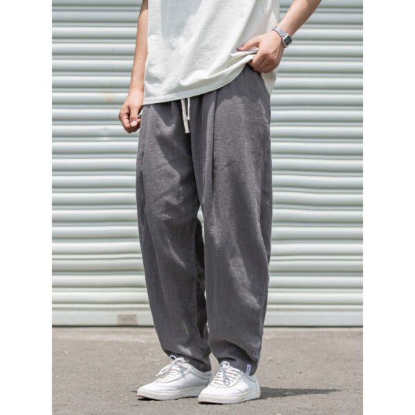 Men's Summer Light Breathable And Loose Straight Drooping Linen Pants - Image 6