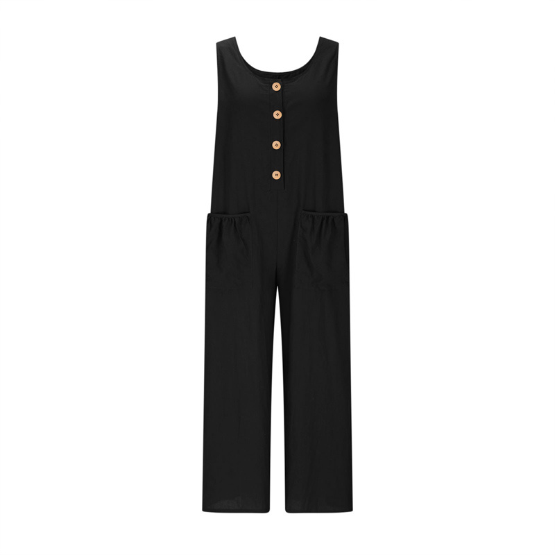 Women's Elegant Wide-Leg Jumpsuit - Button Front Formal & Casual Romper, Lightweight Wear - Image 9