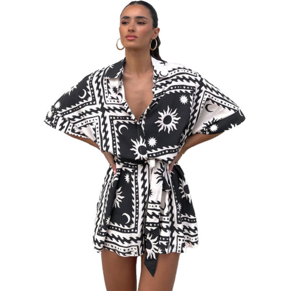 Women's Waist-controlled Lace-up Geometric Printed Sexy Jumpsuit - Image 3