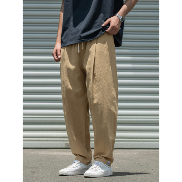 Men's Summer Light Breathable And Loose Straight Drooping Linen Pants - Image 4