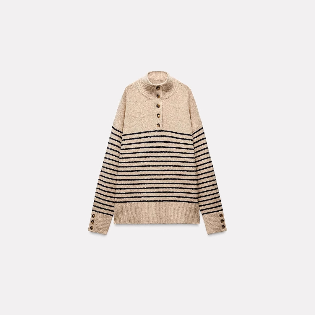 Mock-neck Stripes Sweater Sweater For Women - Image 2