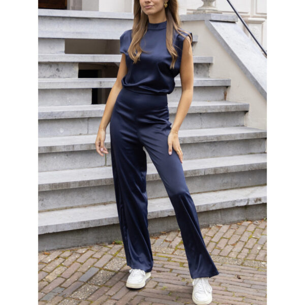 Backless Evening Dress Jumpsuit Solid Color Casual Straight Pants - Image 5