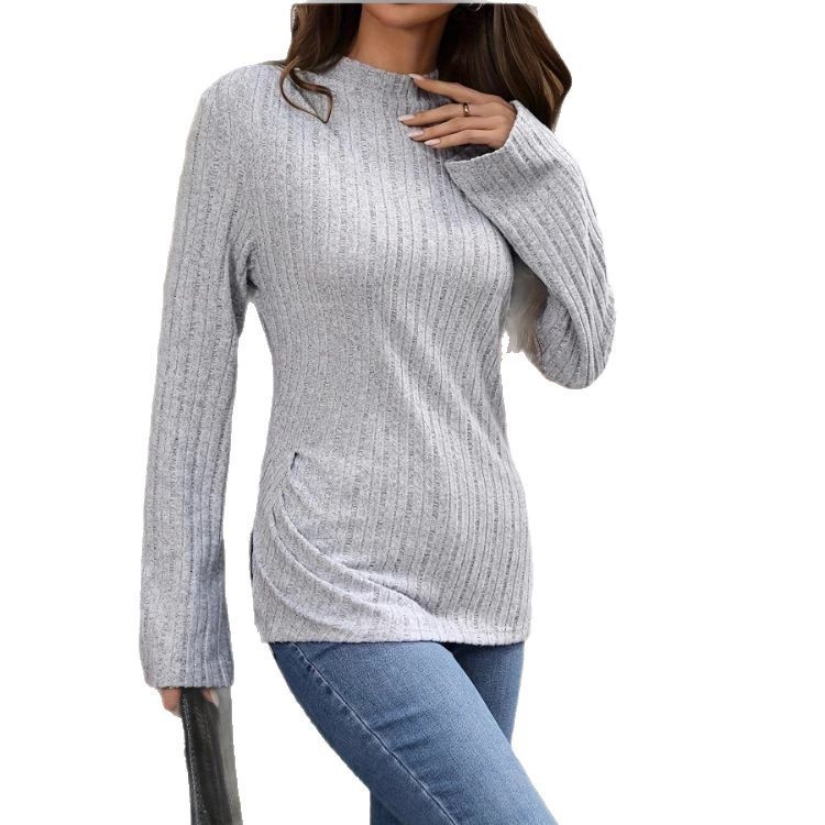 Elegant Solid Color Long Sleeve Women's Top - Image 5