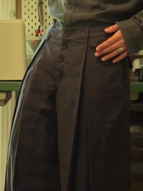 Casual Single-breasted Linen Wide-leg Pants - Image 7