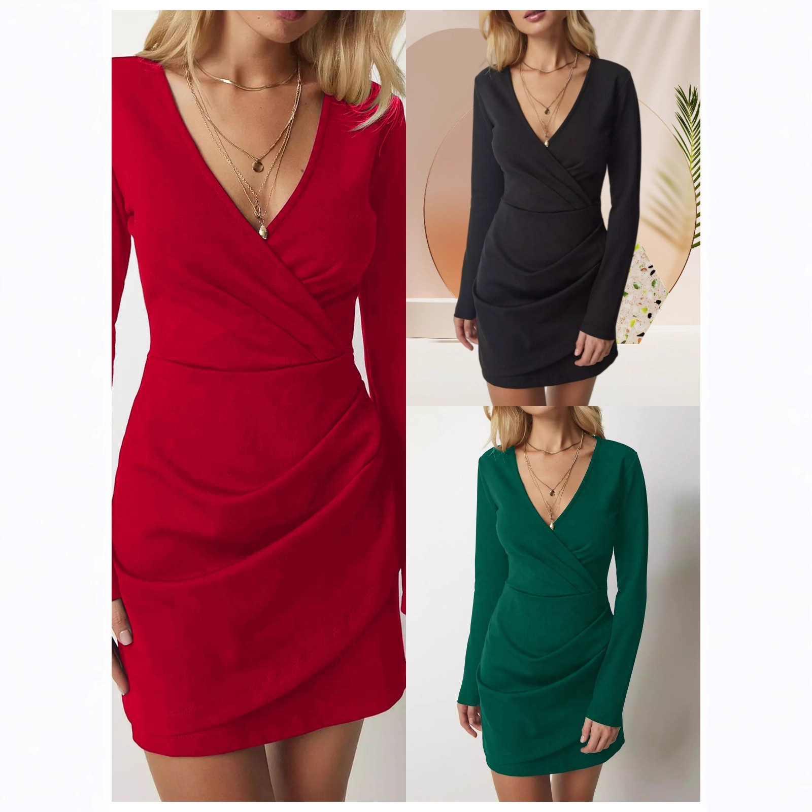 Fashion Sexy Deep V-neck Sexy Autumn Dress - Image 7